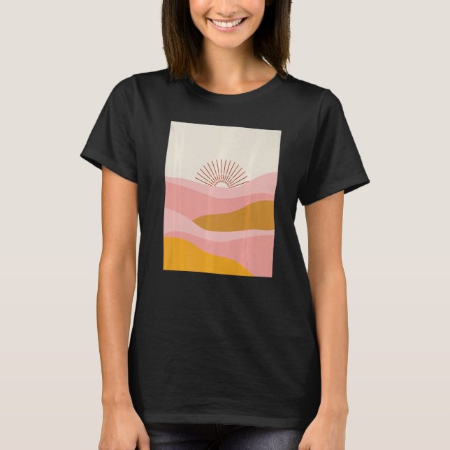 Boho Desert Sol Sunset Vinkarare i Rosa, Orange oc T Shirt (Framsida)