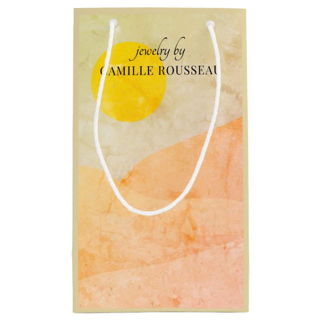 Boho Desert Sunrise Mountains Abstrakt Small Gift (Baksidan)