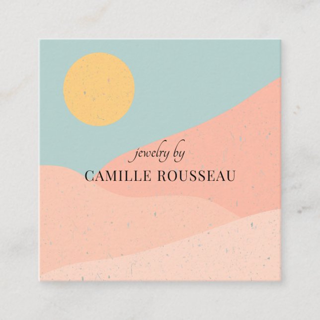 Boho Desert Sunrise Mountains Handcrafied Jewelry Fyrkantigt Visitkort (Framsida)