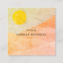 Boho Desert Sunrise Mountains Handcrafied Jewelry Fyrkantigt Visitkort