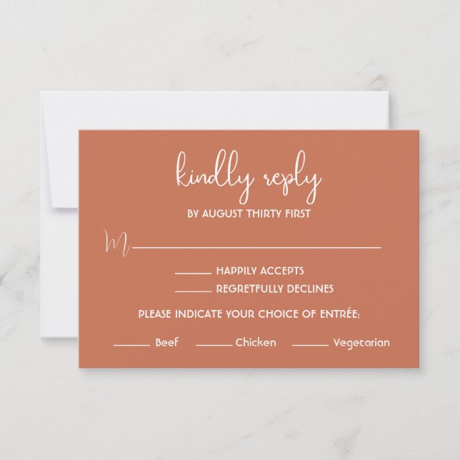 Boho Desert Terrakotta Minimalist RSVP-kort Inbjudningar (Framsida)