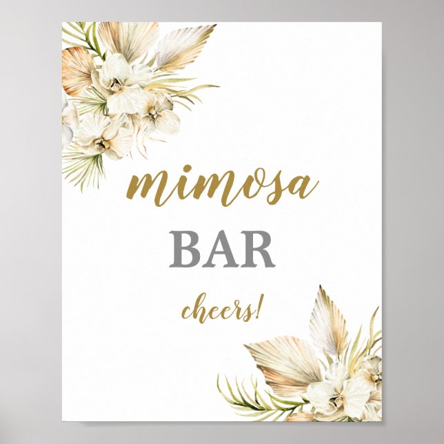 Boho Desert torkade palmer Mimosa Barskylt Poster (Framsidan)