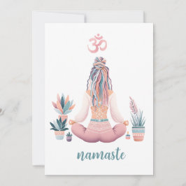 Boho Design- Frau mit Dreadlocks- Meditation- OM Inbjudningar