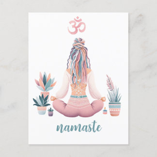 Boho Design- Frau mit Dreadlocks- Meditation- OM Vykort