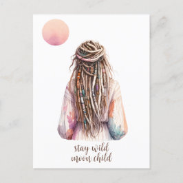 Boho Design- Frau mit Dreadlocks- Mond Vykort