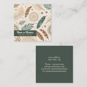 Boho-design i jordtonsskuggor fyrkantigt visitkort