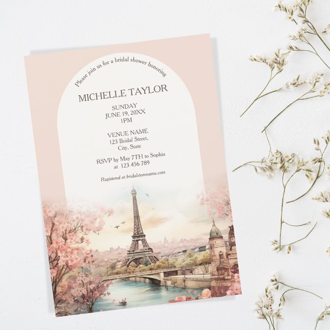 Boho Destination Wedding Paris Eiffel Torn Fransk Inbjudningar (Skapare uppladdad)