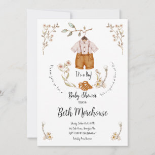 Boho Det är en pojkbabyinbjudan. Inbjudningar