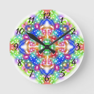 Boho Diamond Mandala Round Clock Rund Klocka