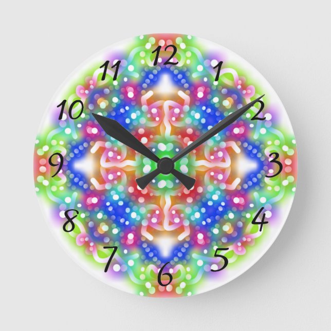 Boho Diamond Mandala Round Clock Rund Klocka (Framsida)