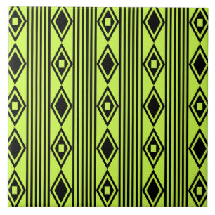 Boho Diamonds Rand Black Chartreuse Kakelplatta