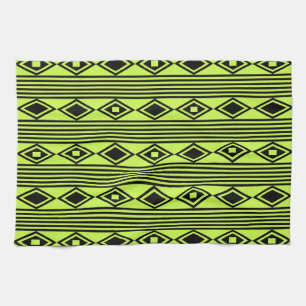 Boho Diamonds Rand Black Chartreuse Kökshandduk