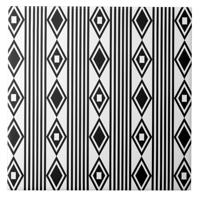 Boho Diamonds Rand Black White Kakelplatta (Framsidan)