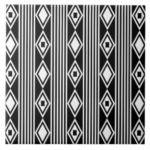 Boho Diamonds Rand White Black Kakelplatta