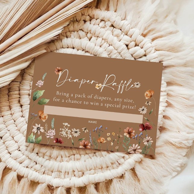 Boho Diaper Raffle Baby Shower Card Anteckningskort (Skapare uppladdad)
