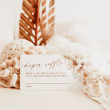 Boho Diaper Raffle Card | Pampas Grass Baby Shower