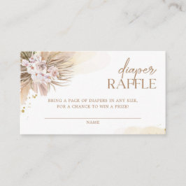 Boho Diaper Raffle Pampas Grass Baby Shower Tilläggskort