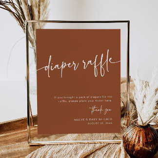 Boho Diaper Raffle Signal Minimal Modern Rust Poster