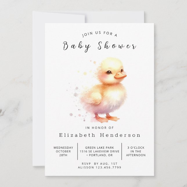 Boho Digital Anka Baby Shower Inbjudningar (Framsida)