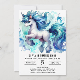 Boho Digital Horse Birthday Inbjudningar