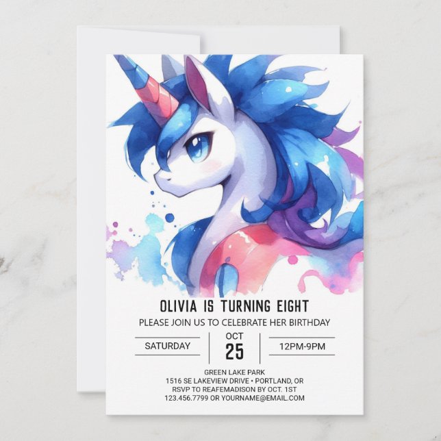 Boho Digital Horse Birthday Inbjudningar (Framsida)