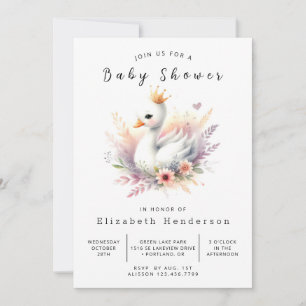 Boho Digital Svan Baby Shower Inbjudningar
