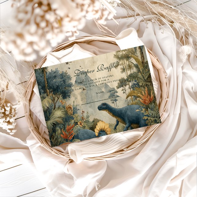 Boho Dino Baby Shower Diapper Raffle Tilläggskort (Skapare uppladdad)
