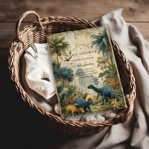 Boho Dino Baby Shower Inbjudningar