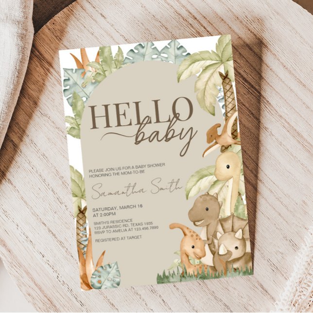 Boho Dinosaur Baby Shower Inbjudningar (Gender Neutral Dino Baby Shower Invitation)