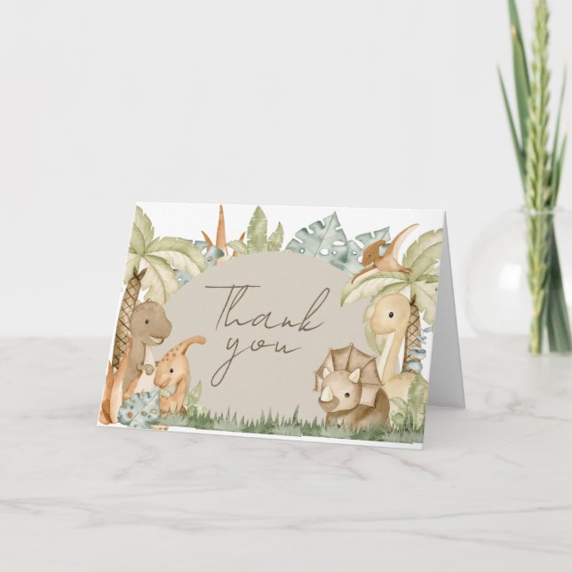 Boho Dinosaur Baby Shower Tack Kort (Framsida)