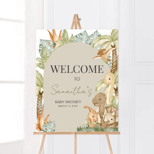 Boho Dinosaur Baby Shower Välkommen Poster