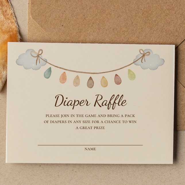 Boho Dinosaur Beige Baby Shower Diaper Raffle Tilläggskort (Skapare uppladdad)