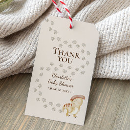 Boho Dinosaur Beige Baby Shower Tack Presentetikett