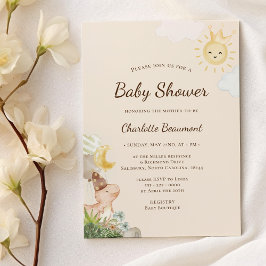 Boho Dinosaur Beige Gender Neutral Baby Shower Inbjudningar