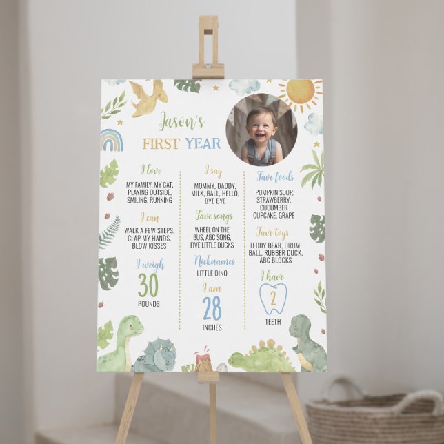 Boho Dinosaur Roar First Birthday Milestone Sign Poster (Skapare uppladdad)