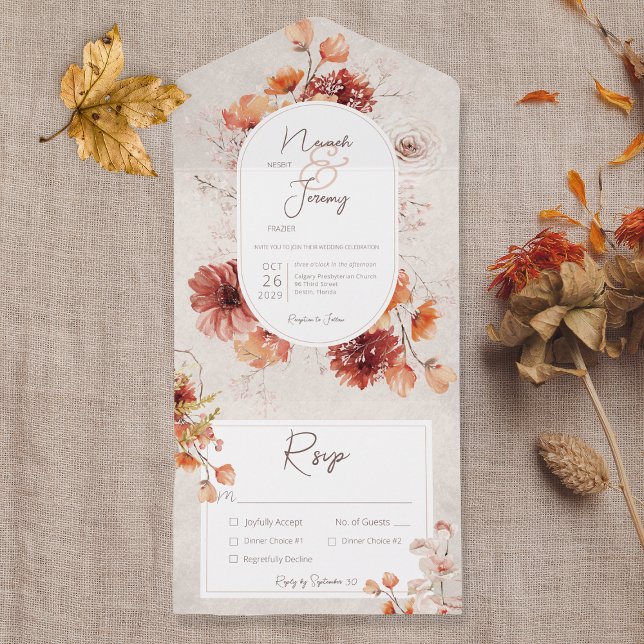 Boho Distress Cream Fall Blommigt Middag (Skapare uppladdad)