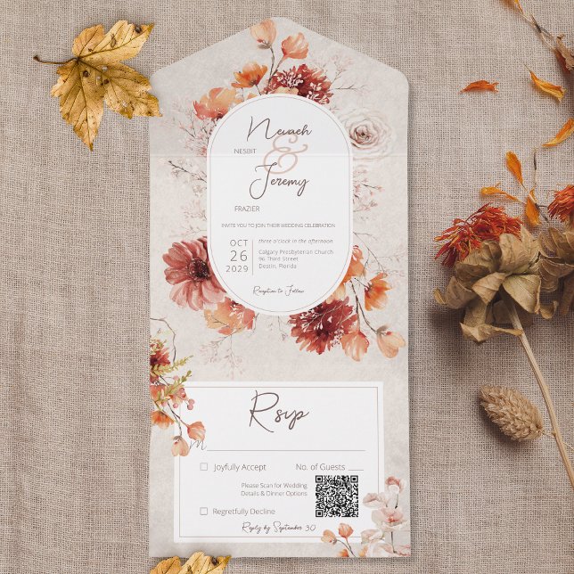 Boho Distress Cream Fall Blommigt QR-kod (Skapare uppladdad)