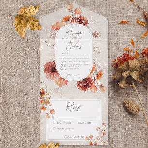 Boho Distress Cream Rust Fall Blommigt nr Middag