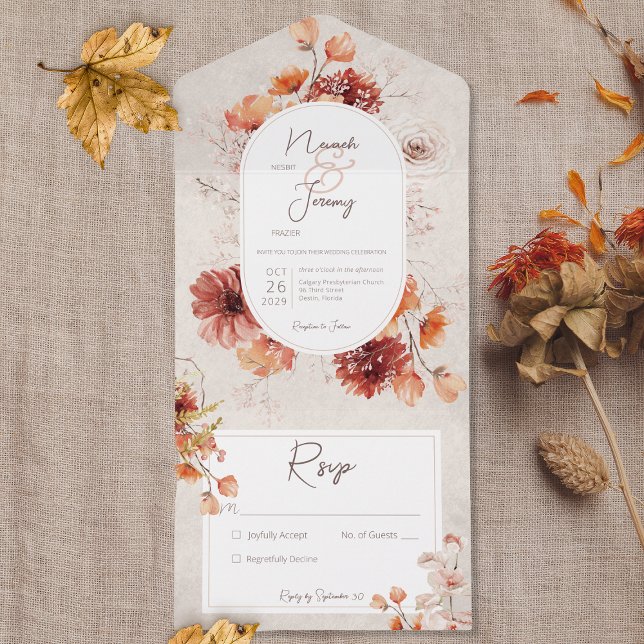 Boho Distress Cream Rust Fall Blommigt nr Middag (Skapare uppladdad)