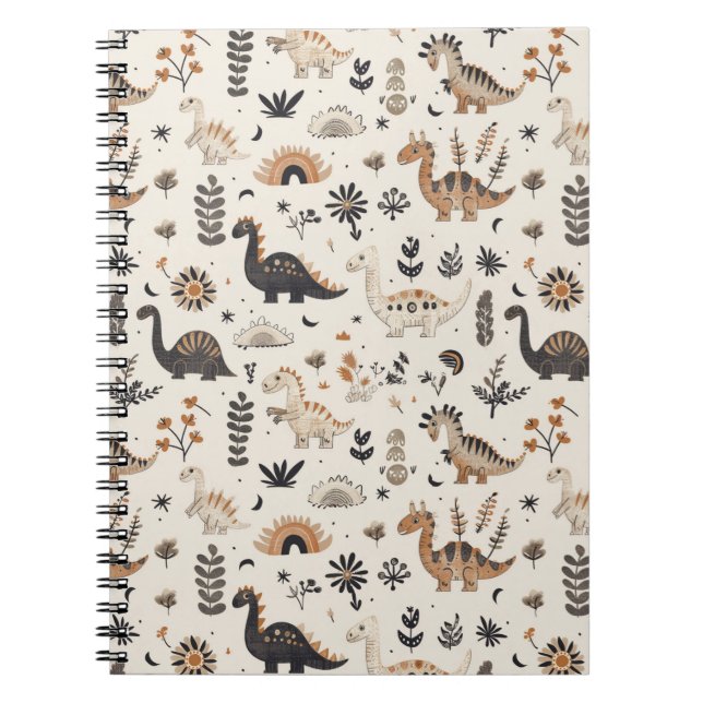 Boho Djungel Dinosaur Mønster Anteckningsbok (Framsidan)