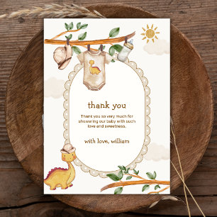 Boho Djungel Dinosaur Torklina Pojke Baby Shower Tack Kort