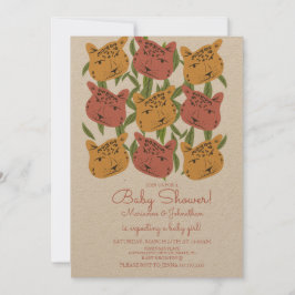 Boho Djur Katt Gepard Safari Baby Shower  Inbjudningar
