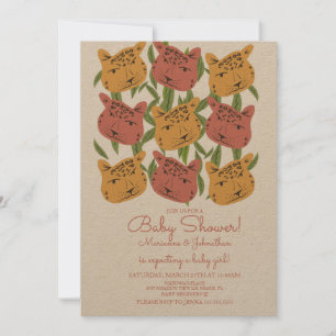 Boho Djur Katt Gepard Safari Baby Shower Inbjudningar