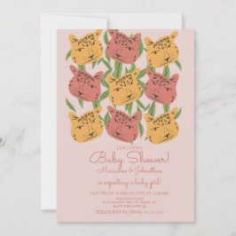 Boho Djur Katt Gepard Safari Baby Shower Inbjudningar