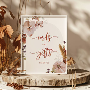 Boho-dockans blommigt- och presentkort poster