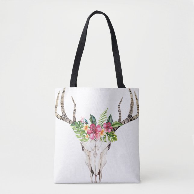 Boho Dödskalle Bouquet Toteväska Tygkasse (Framsida)