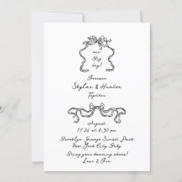 Boho Doodle-handskriven Retro Black & White enkel Inbjudningar