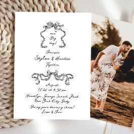 Boho Doodle-handskriven Retro Black & White enkel Inbjudningar
