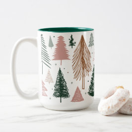 Boho Doodle Julgran Mönster Två-Tonad Mugg