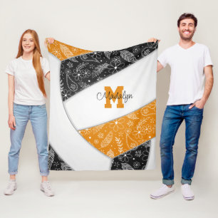 Boho doodle mönster orange volleyball fleecefilt